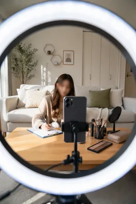Ring Light Framed Vlog Desk Setup