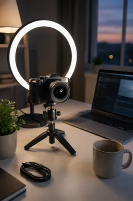 Ring Light Camera Creator Desk Setup