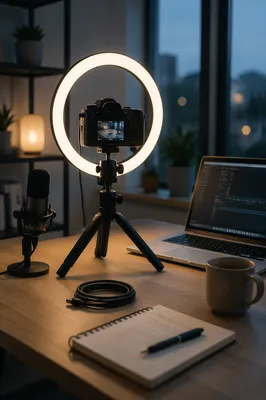 Ring Light Camera Vlog Desk Setup