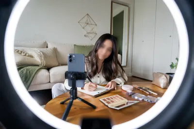 Ring Light Framed Vlog Desk Setup
