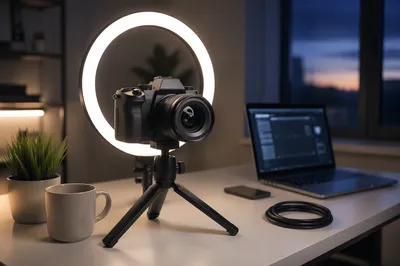 Ring Light Camera Creator Desk Setup