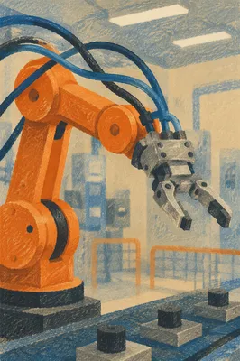 Industrial Robotic Arm in Automated Factory