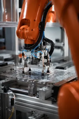 Industrial Robot Arm in Automation Cell
