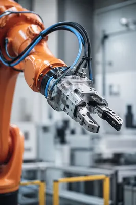 Industrial Robotic Arm in Automated Factory