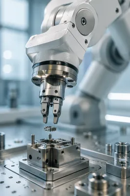 Precision Robot Arm Assembly Close Up