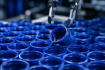 Precision Robotic Gripper Sorting Blue Caps