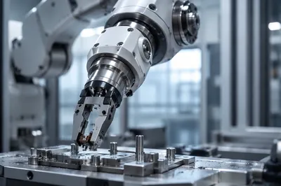Precision Robot Arm Assembly Close Up