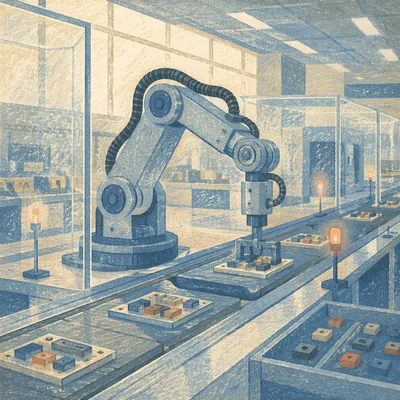 Robotic Arm in Modern Factory Line