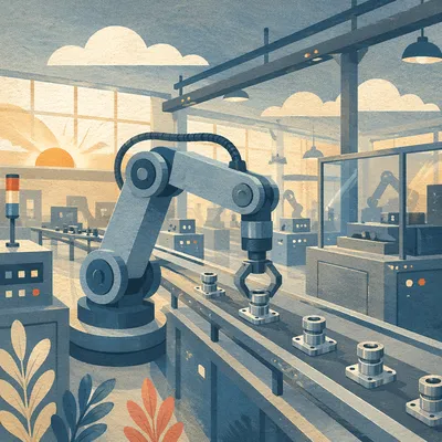 Robotic Arm in Modern Automated Factory