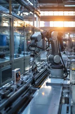 Robotic Arm Assembling Parts in Modern Factory