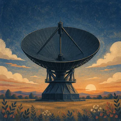 Satellite Dish Under Blue Sunset Sky
