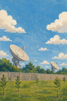 Satellite Dishes Under Expansive Blue Sky