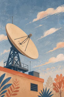 Satellite Dish Under Expansive Blue Sky