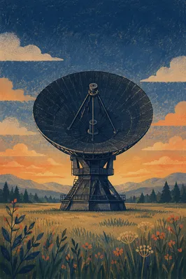 Satellite Dish Under Blue Sunset Sky