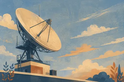 Satellite Dish Under Blue Communication Sky