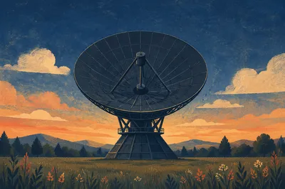 Satellite Dish Under Expansive Blue Sky