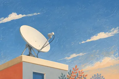 Satellite Dish Under Clear Morning Sky