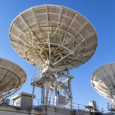 Satellite Dish Antenna Under Clear Blue Sky
