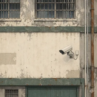 Exterior Security Camera on Industrial Wall