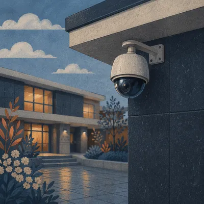 Modern Exterior Security Camera at Dawn