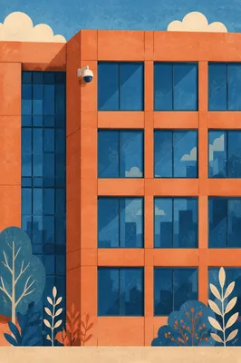 Security Camera on Modern Office Facade