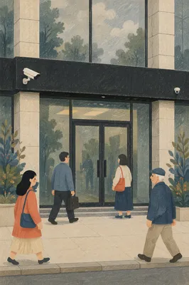Urban Building Exterior with Security Cameras