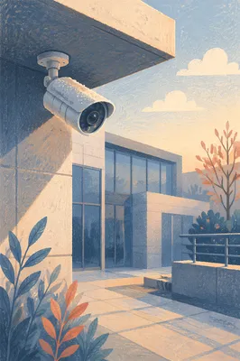 Modern Exterior Security Camera at Sunrise