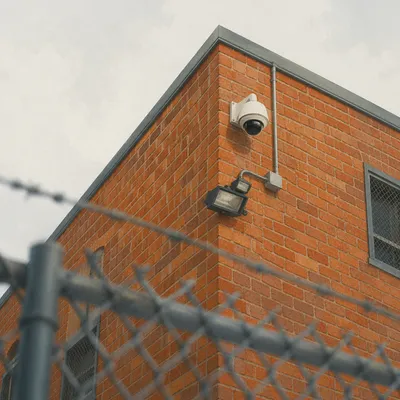Dome Security Camera on Brick Building