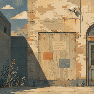 Urban Security Camera on Weathered Brick Wall