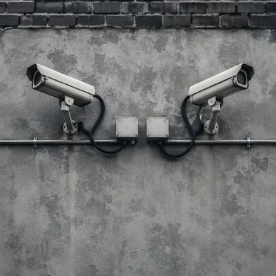 Wall Mounted Security Cameras on Concrete Building
