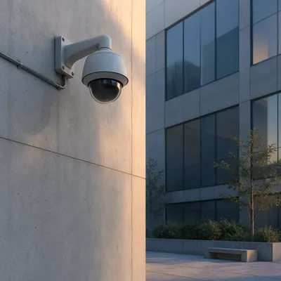 Dome Security Camera on Modern Wall