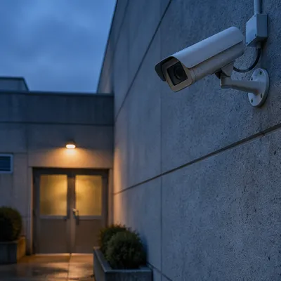 Security Camera on Concrete Building Wall