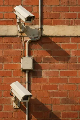 Outdoor Security Cameras on Brick Wall