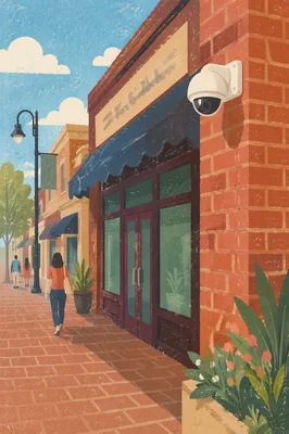 Dome Security Camera on Brick Building
