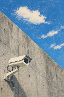 Outdoor Surveillance Camera on Concrete Wall