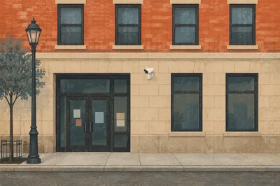 Security Camera on Urban Building Facade