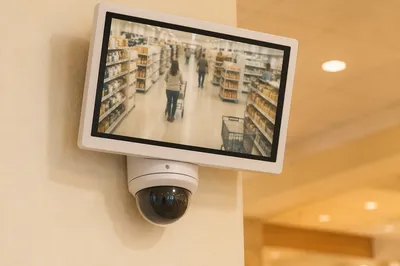 Wall Mounted Surveillance Monitor and Dome Camera