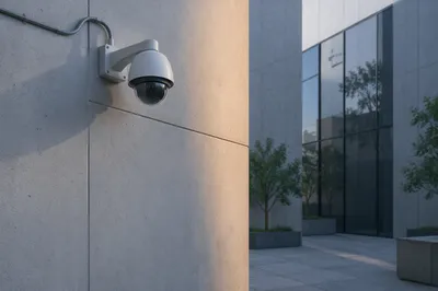 Security Camera on Modern Concrete Wall