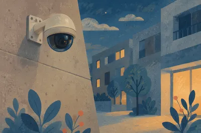 Dome Security Camera at Blue Hour
