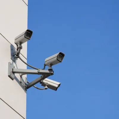 Outdoor Security Cameras on Modern Building Wall