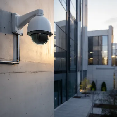 Dome Security Camera on Concrete Wall