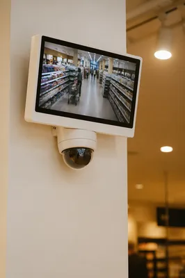Wall Mounted CCTV Monitor and Dome Camera