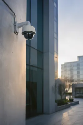 Dome Security Camera on Modern Building