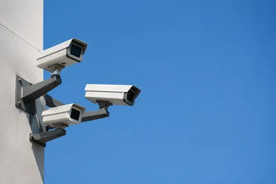 Outdoor Security Cameras on Modern Building Wall