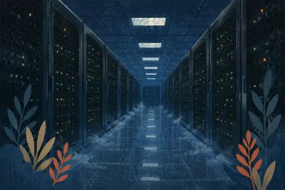 Organized Data Center Aisle at Night
