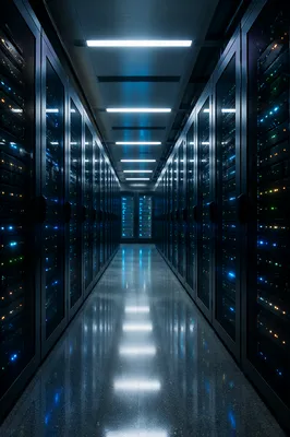 Modern Server Room at Night