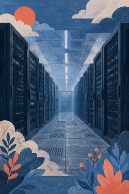 Blue Lit Server Room Data Center