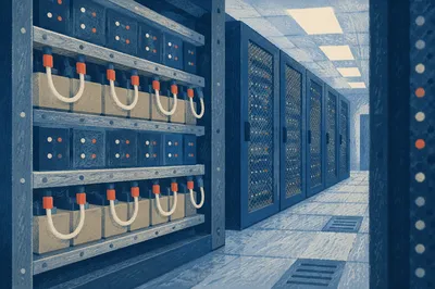 Blue Lit Server Room Data Center Aisle