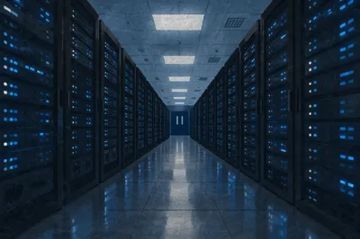 Blue Lit Server Room Data Center