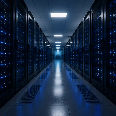 Modern Data Center Server Room Aisle